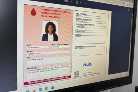 Saúde | Anemia Falciforme | Feira de Santana lança carteirinha oficial para pessoas com anemia falciforme